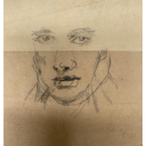 224 - SAMUEL PROUT (British, 1783–1852), “PORTRAIT OF A YOUNG MAN”, graphite sketch on fine tracing paper.... 