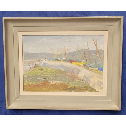 25 - M. L. WETHERED, (20TH CENTURY, ENGLISH), SOLWAY YACHT CLUB, KIPPFORD, oil on panel, inscribed & sign... 