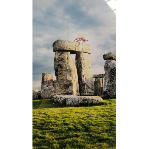 35 - CHRIS FRAZER SMITH, (B. 1963) POLE VAULTER, STONEHENGE, photographic print. Signed lower right, insc... 