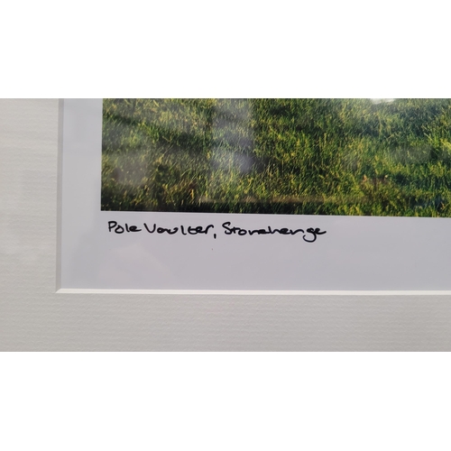 35 - CHRIS FRAZER SMITH, (B. 1963) POLE VAULTER, STONEHENGE, photographic print. Signed lower right, insc... 