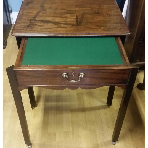 37 - A FINELY CRAFTED MID 18TH CENTURY MAHOGANY ARCHITECTS TYPE TABLE, with a lip moulded figured mahogan... 