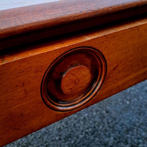 38 - A FINE VICTORIAN MAHOGANY SOFA TABLE / DESK, with rounded corners to the rectangular shaped top, a s... 