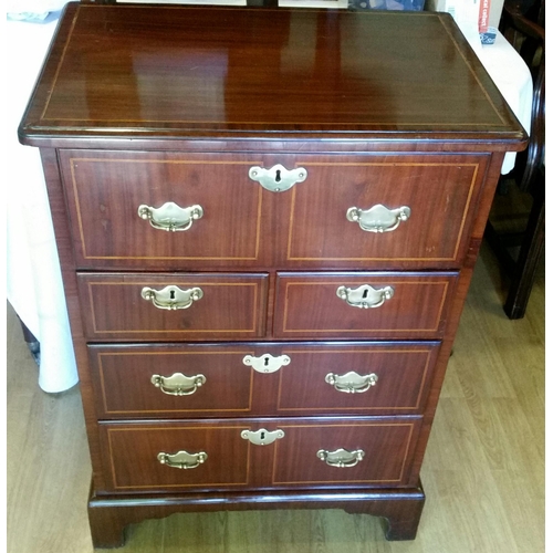 4 - A VERY FINE GEORGE II NEATLY SIZED WALNUT FALL FRONT SECRETAIRE CHEST, from the string inlaid top to... 