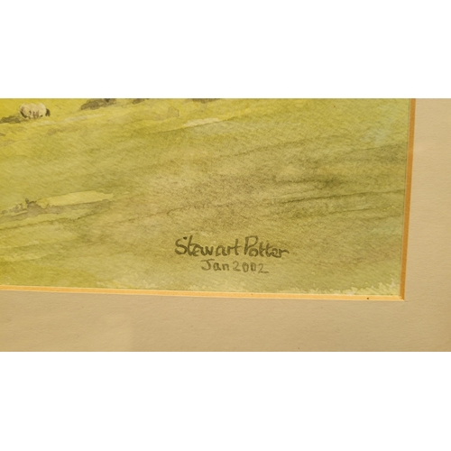 45 - STUART POTTER, (20TH CENTURY, SCOTTISH) TULLOCHGORUM FARM, watercolour on paper, signed & dated lowe... 