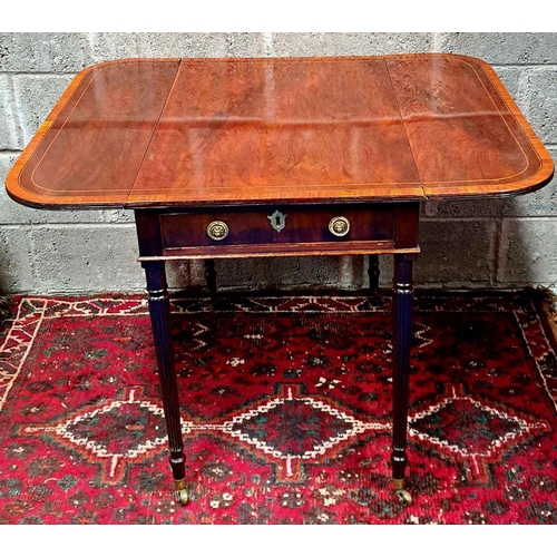 52 - A FINE REGENCY CROSS-BANDED PEMBROKE TABLE nicely finished with satinwood stringing and cross-banded... 