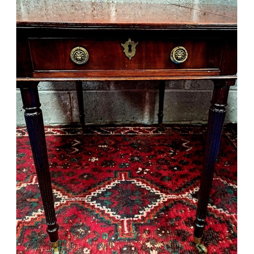 52 - A FINE REGENCY CROSS-BANDED PEMBROKE TABLE nicely finished with satinwood stringing and cross-banded... 