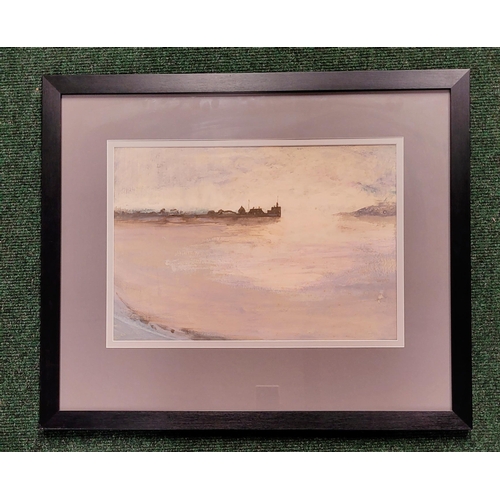 62 - FRAMED PAINTING: PINK HARBOUR, mixed media on paper, unsigned. Dimensions: frame: 69 x 57cm. Paintin... 