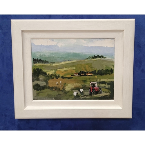 7 - MARTIN STONE, (WEST CORK, 20TH CENTURY), FARMLAND, oil on canvas, signed lower right & again verso, ... 