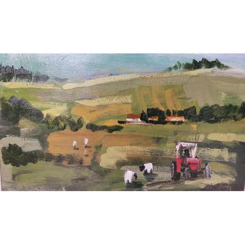 7 - MARTIN STONE, (WEST CORK, 20TH CENTURY), FARMLAND, oil on canvas, signed lower right & again verso, ... 