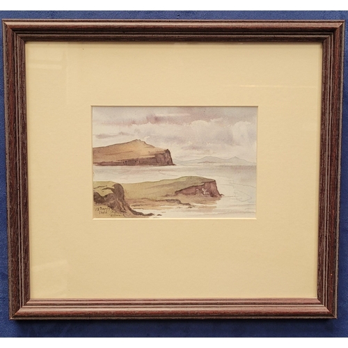 80 - CHRIS. E. MOUNCEY, (B. 1954) SKYE FROM WATERNISH, watercolour on paper, signed, dated & titled lower... 