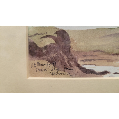 80 - CHRIS. E. MOUNCEY, (B. 1954) SKYE FROM WATERNISH, watercolour on paper, signed, dated & titled lower... 