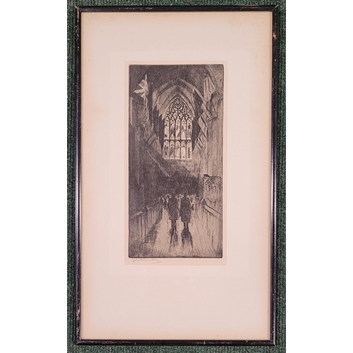 81 - TWO FRAMED PRINTS: (i) AFTER ALBANY E. HOWARTH, ST. GILES CHURCH, Edinburgh, published by Alfred Bel... 