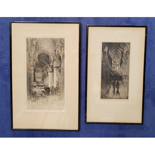 81 - TWO FRAMED PRINTS: (i) AFTER ALBANY E. HOWARTH, ST. GILES CHURCH, Edinburgh, published by Alfred Bel... 