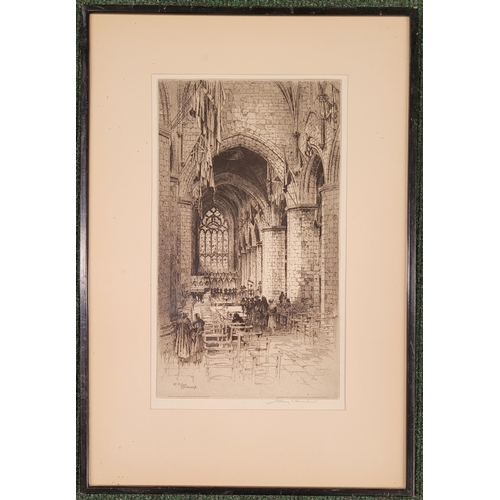 81 - TWO FRAMED PRINTS: (i) AFTER ALBANY E. HOWARTH, ST. GILES CHURCH, Edinburgh, published by Alfred Bel... 