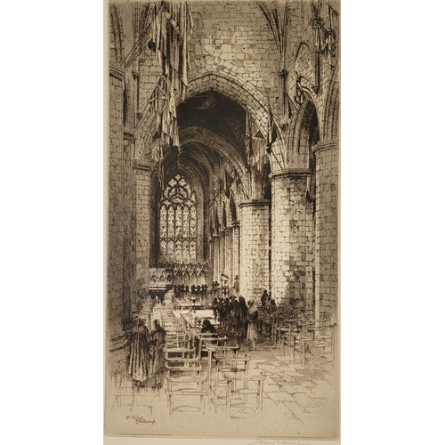 81 - TWO FRAMED PRINTS: (i) AFTER ALBANY E. HOWARTH, ST. GILES CHURCH, Edinburgh, published by Alfred Bel... 