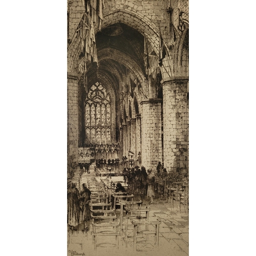 81 - TWO FRAMED PRINTS: (i) AFTER ALBANY E. HOWARTH, ST. GILES CHURCH, Edinburgh, published by Alfred Bel... 