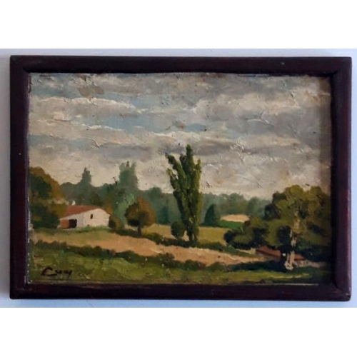 92 - A FRAMED ART WORK: LATE 19TH / EARLY 20TH CENTURY OIL ON PANEL – double sides: Woodland to one side,... 