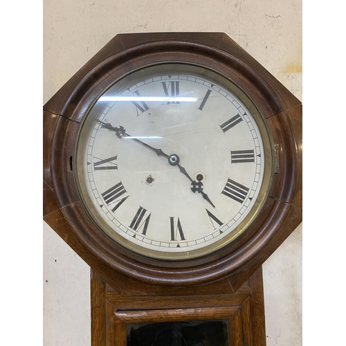 54 - A FINE VICTORIAN ASTONIA REGULATOR WALL CLOCK, roman numerals to dial, within octagonal frame atop l... 