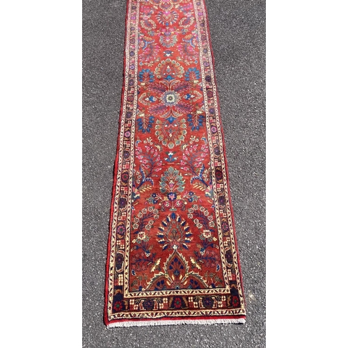 159 - A COLOURFUL QUALITY MODERN PERSIAN RUNNER RUG, hand knotted, dyed with vegetable dye, with floral mo... 