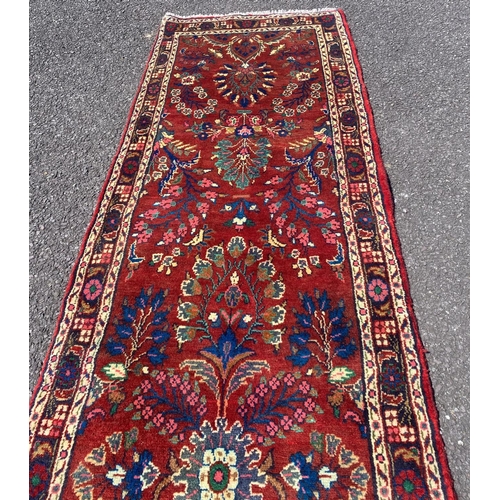 159 - A COLOURFUL QUALITY MODERN PERSIAN RUNNER RUG, hand knotted, dyed with vegetable dye, with floral mo... 