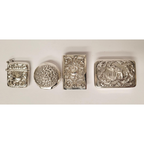 170 - A MIXED SILVER BOX / CASE LOT: includes; (i) A sterling silver pill box/trinket box with raised reli... 
