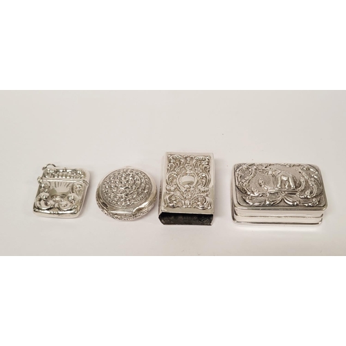170 - A MIXED SILVER BOX / CASE LOT: includes; (i) A sterling silver pill box/trinket box with raised reli... 