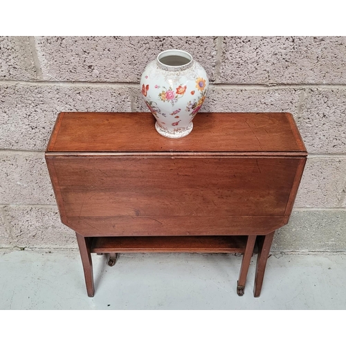 192 - A GOOD EDWARDIAN INLAID MAHOGANY SUTHERLAND TABLE, with an octagonal top bounded by satinwood banded... 