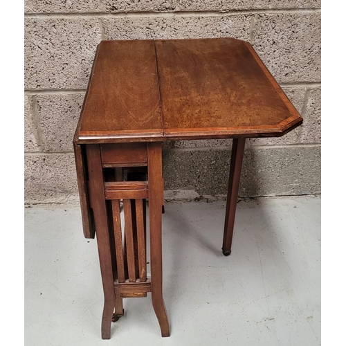 192 - A GOOD EDWARDIAN INLAID MAHOGANY SUTHERLAND TABLE, with an octagonal top bounded by satinwood banded... 