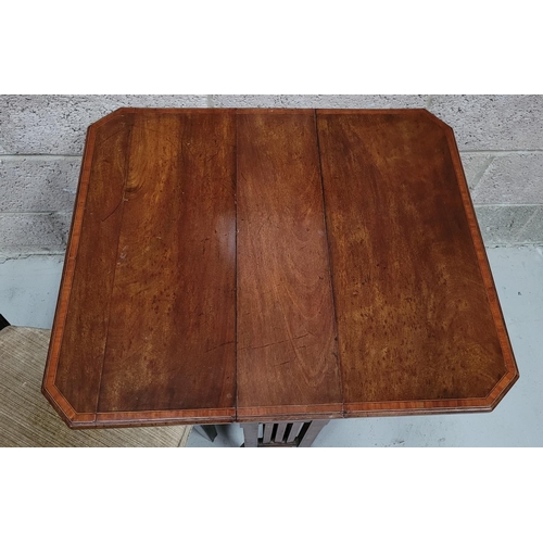 192 - A GOOD EDWARDIAN INLAID MAHOGANY SUTHERLAND TABLE, with an octagonal top bounded by satinwood banded... 