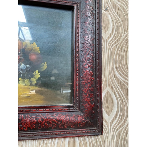 279 - A NICELY FRAMED STILL LIFE PICTURE, 86 x 70cm frame.