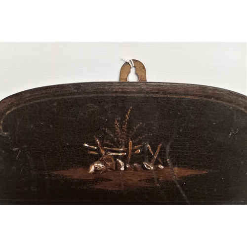 76 - A GOOD QUALITY EARLY 20TH CENTURY CHINOISERIE STYLE WALL MIRROR, with a shaped frame decorated in bl... 