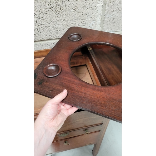 77 - A VERY GOOD QUALITY GENTLEMAN’S WASH STAND / LOCKER, to the top is a fold open compartment that rest... 