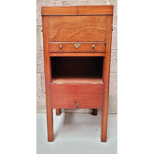 77 - A VERY GOOD QUALITY GENTLEMAN’S WASH STAND / LOCKER, to the top is a fold open compartment that rest... 