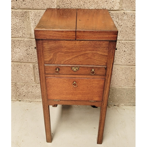 77 - A VERY GOOD QUALITY GENTLEMAN’S WASH STAND / LOCKER, to the top is a fold open compartment that rest... 