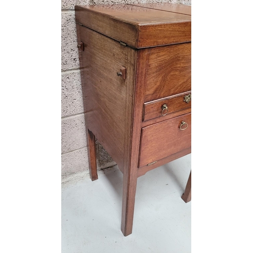 77 - A VERY GOOD QUALITY GENTLEMAN’S WASH STAND / LOCKER, to the top is a fold open compartment that rest... 
