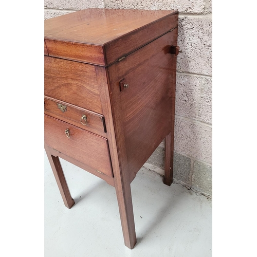 77 - A VERY GOOD QUALITY GENTLEMAN’S WASH STAND / LOCKER, to the top is a fold open compartment that rest... 