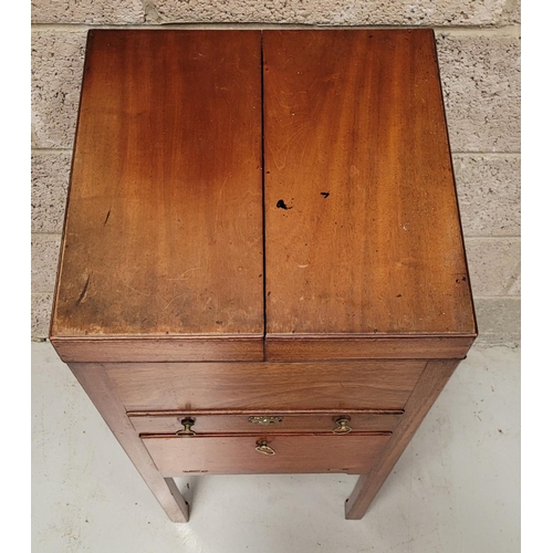 77 - A VERY GOOD QUALITY GENTLEMAN’S WASH STAND / LOCKER, to the top is a fold open compartment that rest... 