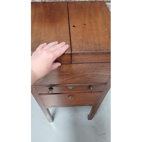 77 - A VERY GOOD QUALITY GENTLEMAN’S WASH STAND / LOCKER, to the top is a fold open compartment that rest... 