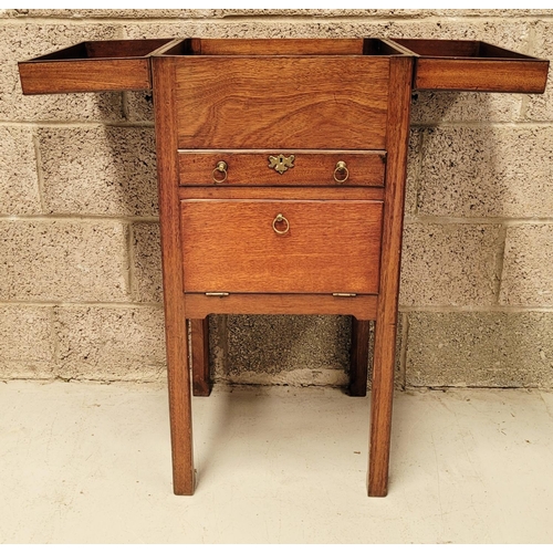 77 - A VERY GOOD QUALITY GENTLEMAN’S WASH STAND / LOCKER, to the top is a fold open compartment that rest... 