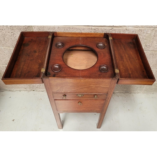 77 - A VERY GOOD QUALITY GENTLEMAN’S WASH STAND / LOCKER, to the top is a fold open compartment that rest... 