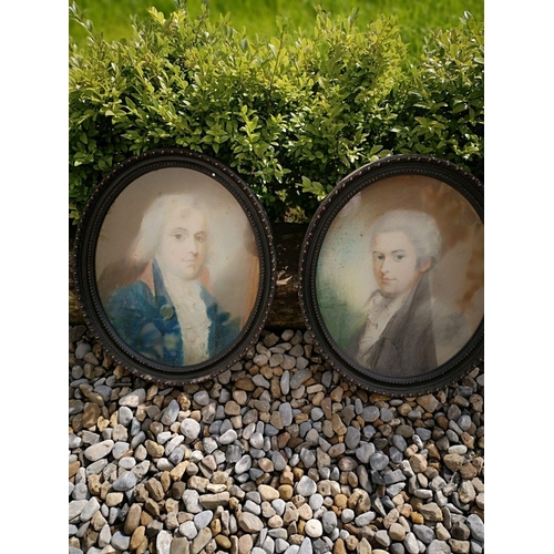 100 - A PAIR OF FRAMED OVAL SHAPED 19TH CENTURY COLOUR PASTEL PORTRAITS, (i) Captain Johnston, 1730, ‘This... 