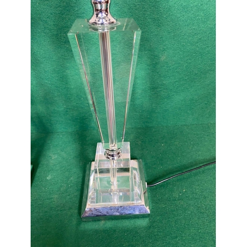 105 - A GOOD PAIR OF CONTEMPORARY GLASS & CHROME TABLE LAMPS, of tapered form on a square plinth base. Ven... 