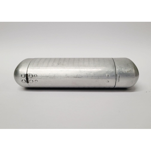 109 - A VINTAGE OPTOPLAST ALUMINIUM SPECTACLE CASE, possibly from 1950s. Clip closing mechanism, with lini... 