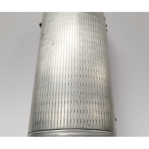 109 - A VINTAGE OPTOPLAST ALUMINIUM SPECTACLE CASE, possibly from 1950s. Clip closing mechanism, with lini... 