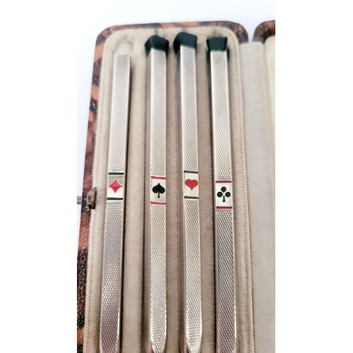 115 - A CASED SET OF SILVER BRIDGE PENCIL HOLDERS, each marked 935 ‘foreign’, (935: Argentium silver). A l... 