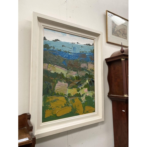 116 - MARTIN STONE, (IRISH, 20TH CENTURY), PLOUGHED FIELDS, CORK 2, oil on canvas, signed lower right. Ins... 