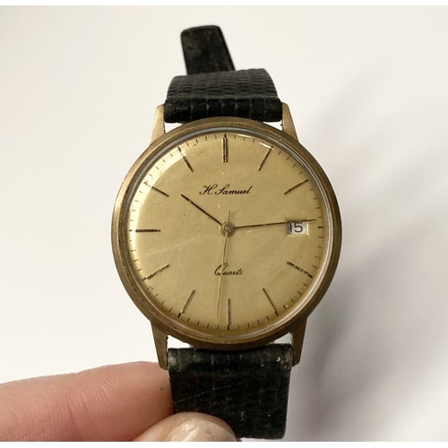 120 - A VINTAGE 9K GOLD H. SAMUEL SWISS QUARTZ GENTLEMANS WRISTWATCH, the dial reading ‘H. Samuel / Quartz... 