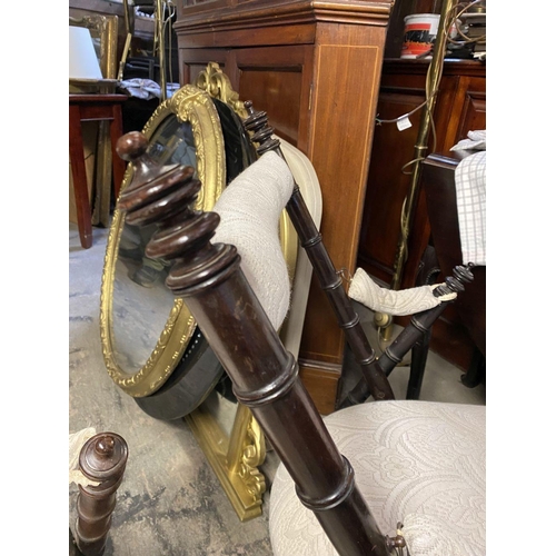 185 - A PAIR OF EXCELLENT 19TH CENTURY CAMPAIGN CHAIRS, folding chairs, the turned supports with finials t... 