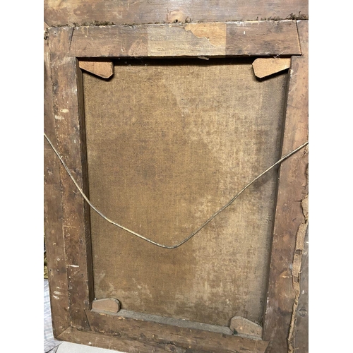 186 - EUROPEAN SCHOOL, (19th Century), ‘PORTRAIT OF MAN WITH PIPE’, oil on canvas, in original carved gilt... 