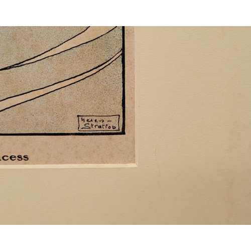 193 - A SET OF FIVE MOUNTED CHILDREN’S BOOK ILLUSTRATIONS BY HELEB STRATTON, includes scenes from Rumpelst... 